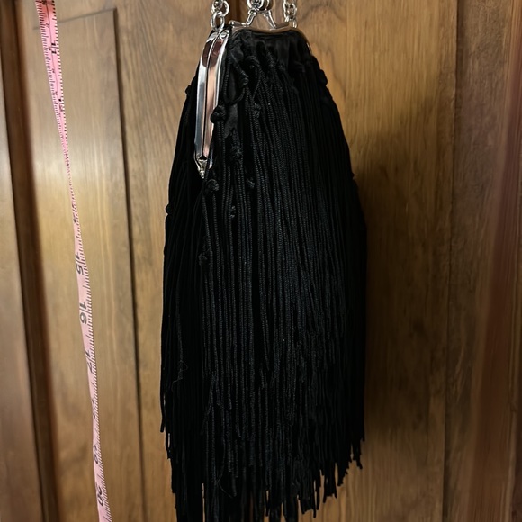 Bebe black fringe evening bag - Picture 3 of 5